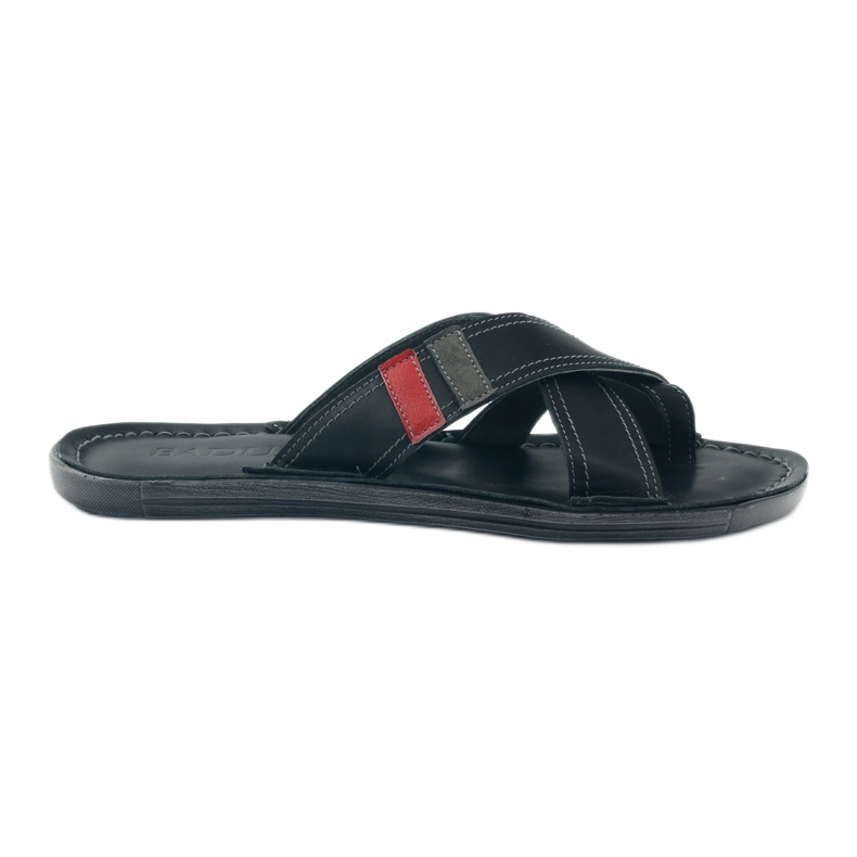 Herren-Leder-Flip-Flops Badura 2893 schwarz rot