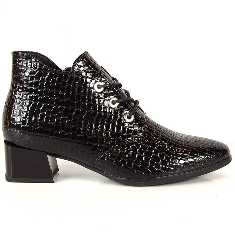 Vinceza-Stiefel aus schwarzem Lackleder für Damen aus Schlangenleder