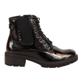 Schwarze isolierte Damenstiefel, lackiertes Vinceza