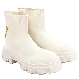 Sock Boots mit Kette Malana Beige