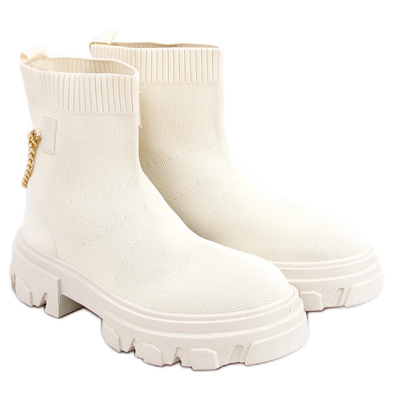 Sock Boots mit Kette Malana Beige