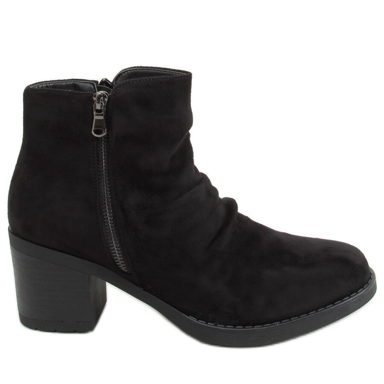 Baflo Schwarze Stiefel mit breitem Absatz
