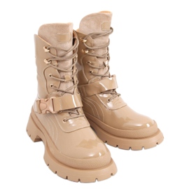 Military lackierte Jens Khaki Stiefel beige