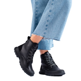 T.Sokolski Sokolski Schnürstiefel für Damen aus ökologischem Leder schwarz