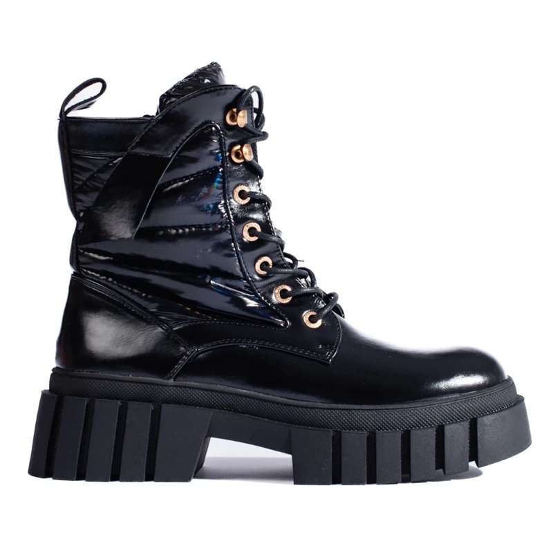 Schwarze Damen-Arbeiterschuhe mit dicker Sohle