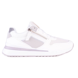 Weiße Shelovet Damen-Sneakers mit weißer Sohle lila