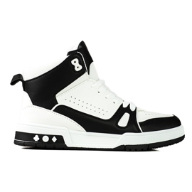 Shelovet hohe Schnürschuhe schwarz und weiß