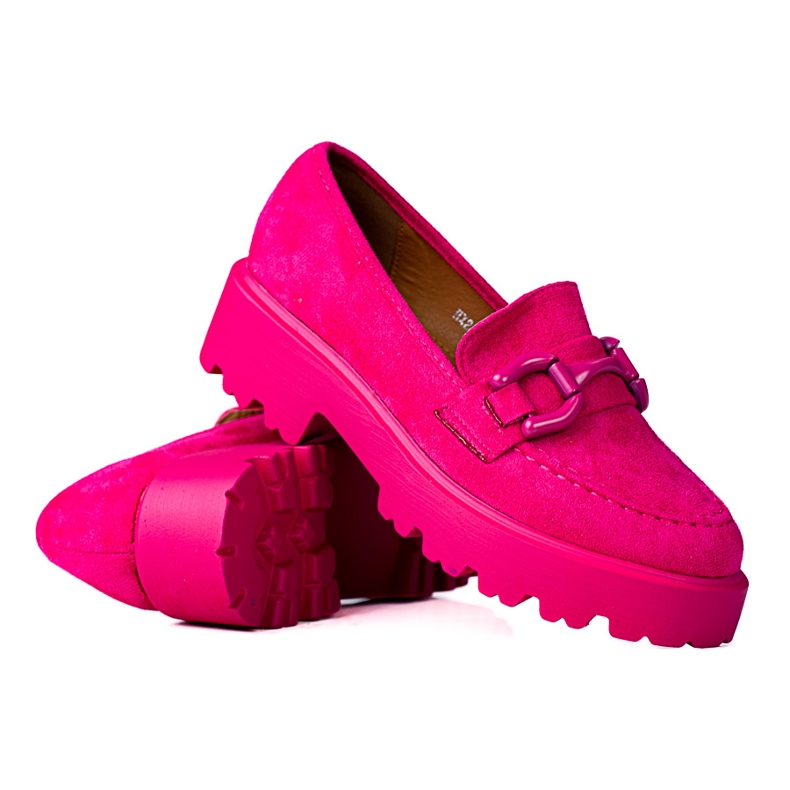Modischer Damen-Loafer auf dem fuchsiafarbenen Vinceza-Plateau rosa