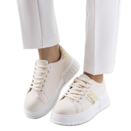 PA1 Beige Turnschuhe auf der Kamil-Plattform golden