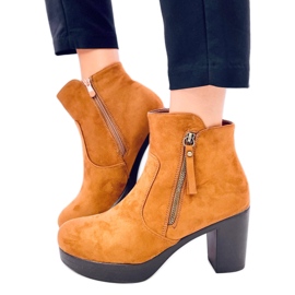 Americana Camel Stiefeletten mit hohem Absatz braun