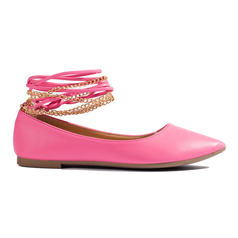 Shelovet rosa Ballerinas für Damen mit Ketten