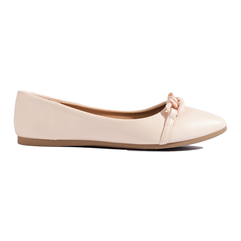 W. Potocki Beige Damen-Ballerinas mit spitzer Potocki-Kette