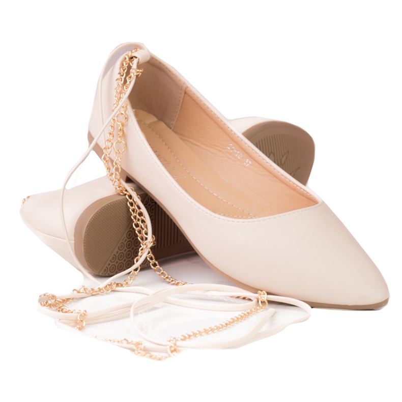 Beige Shelovet-Ballerinas für Damen mit Ketten