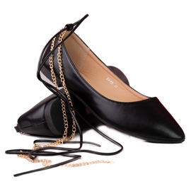 Shelovet Ballerinas für Damen schwarz mit Ketten