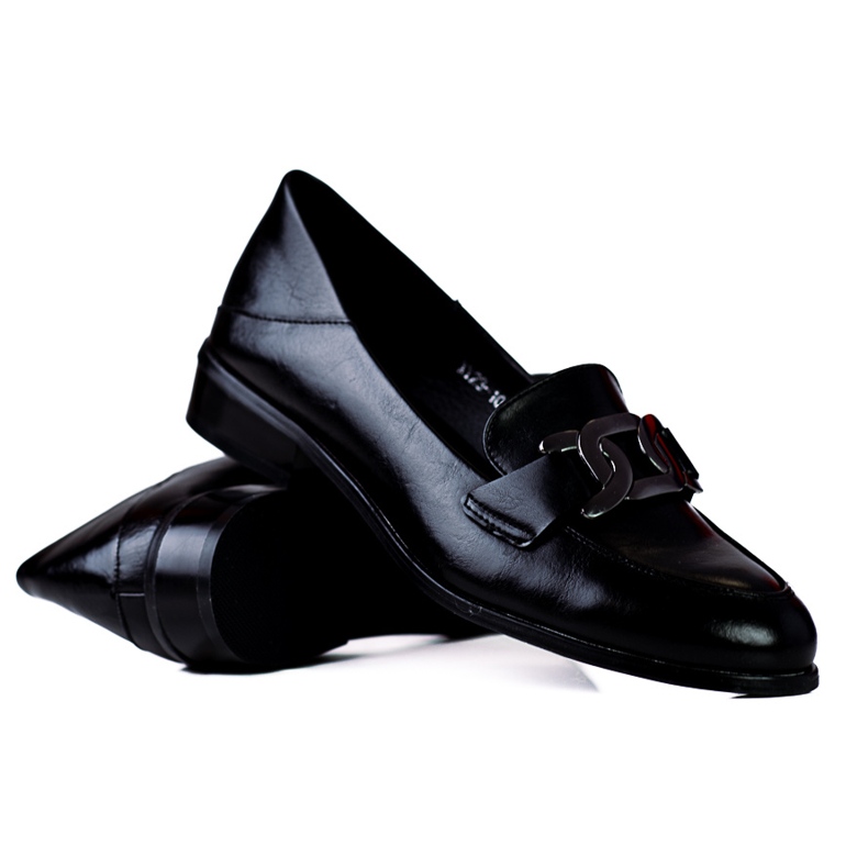 Elegante Damenmokassins mit Kette Vinceza schwarz