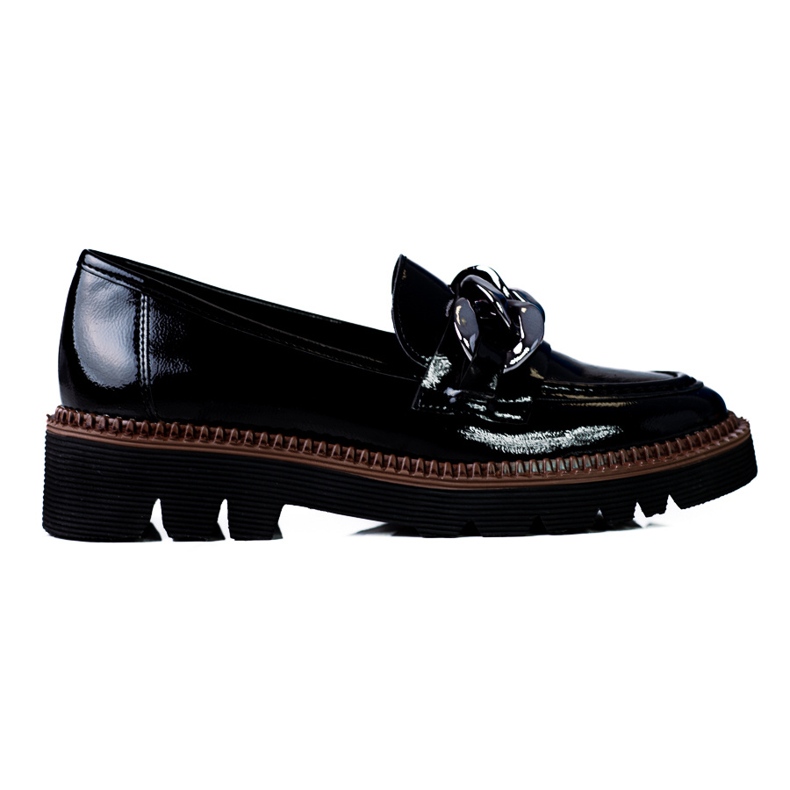 Damenmokassins auf der Vinceza-Plattform aus Lackleder schwarz