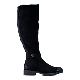 Bequeme schwarze Vinceza Öko-Wildlederstiefel für Damen