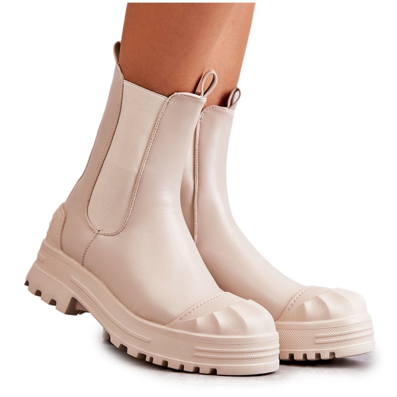 PG1 Klassische High Workers Beige Bassti Stiefel