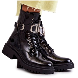 PG1 Lackierte warme Damenstiefel Schwarz Costello