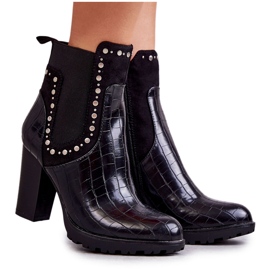 PG1 Schwarz Wissey Snake Snake Stiefel auf einem Pfosten