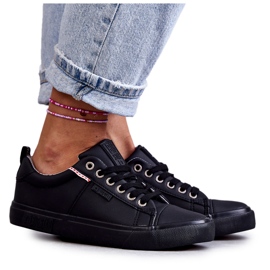 Low Damen Leder Sneakers Big Star KK274006 Schwarz