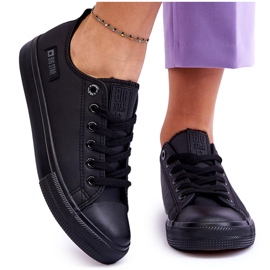 Niedrige Ledersneaker für Damen Big Star KK274011 Schwarz