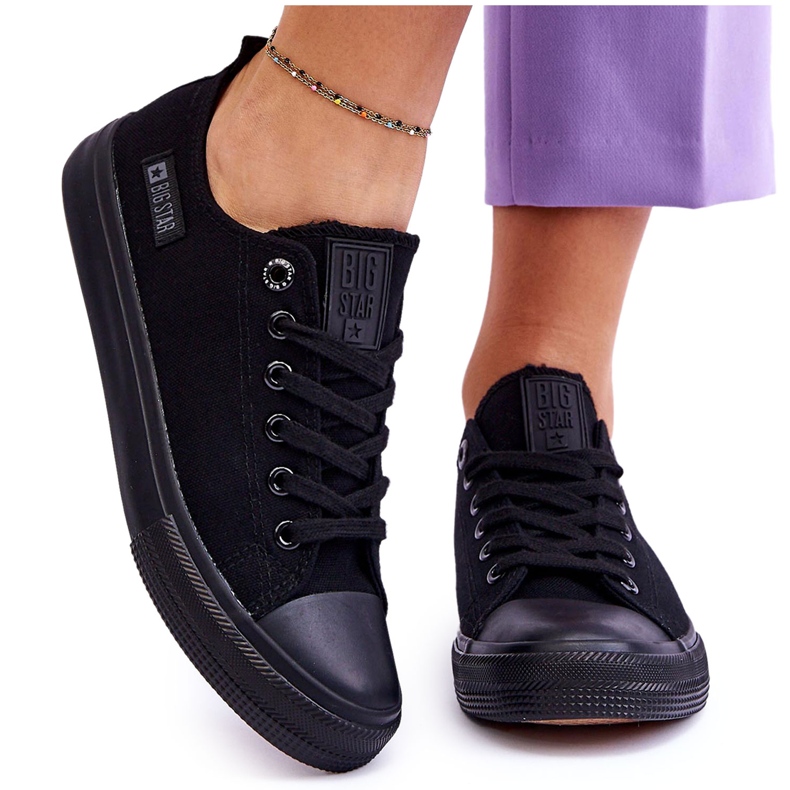 Damen Low Material Sneakers Big Star KK274009 Schwarz