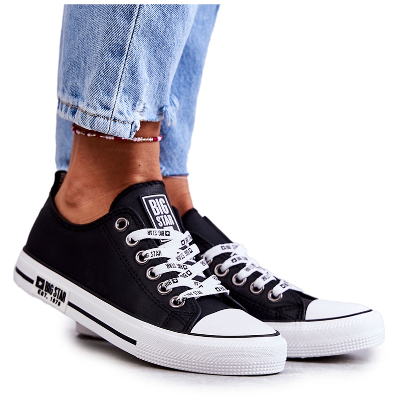 Damen Ledersneaker Big Star KK274096 Schwarz