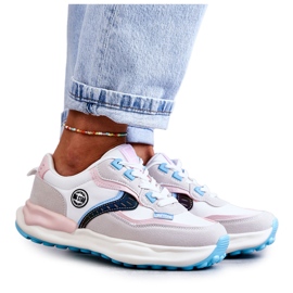 Damen Sportschuhe Big Star KK274097 Weiß-Rosa grau