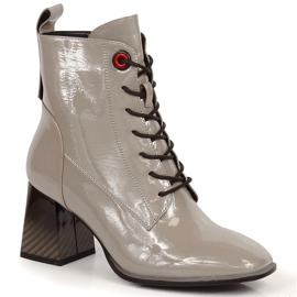 S.Barski Lackierte Stiefel am Pfosten, warmes Grau S. Barski