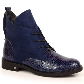 Damenstiefel isoliert Kroko marineblau Potocki