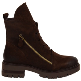 Braune Damenstiefel mit Reißverschluss, Potocki