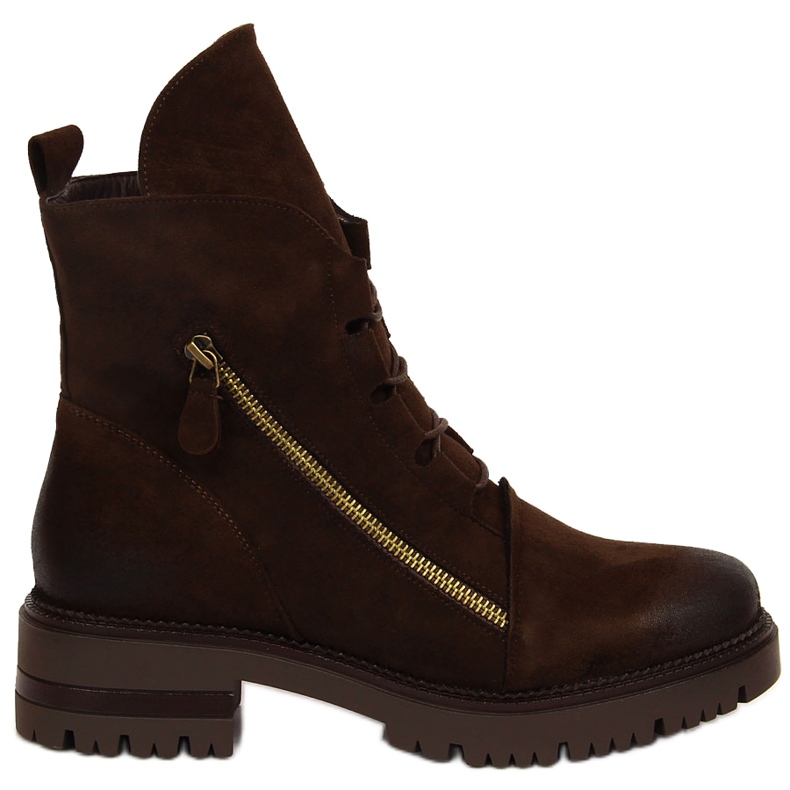 Braune Damenstiefel mit Reißverschluss, Potocki