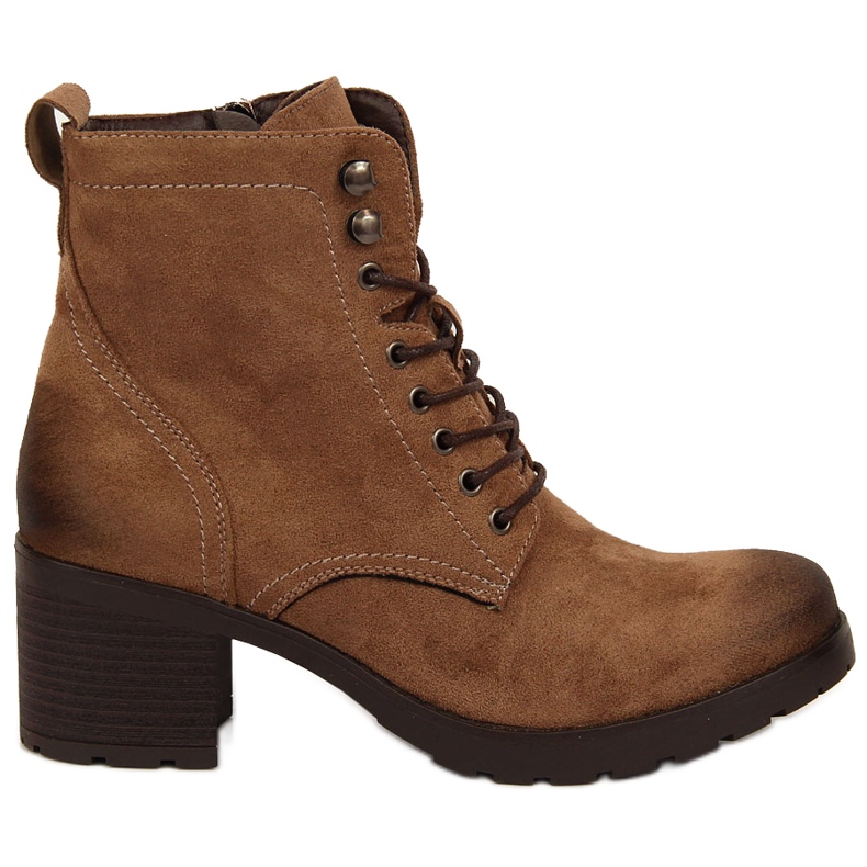 Warme Damenstiefel aus braunem Wildleder Potocki