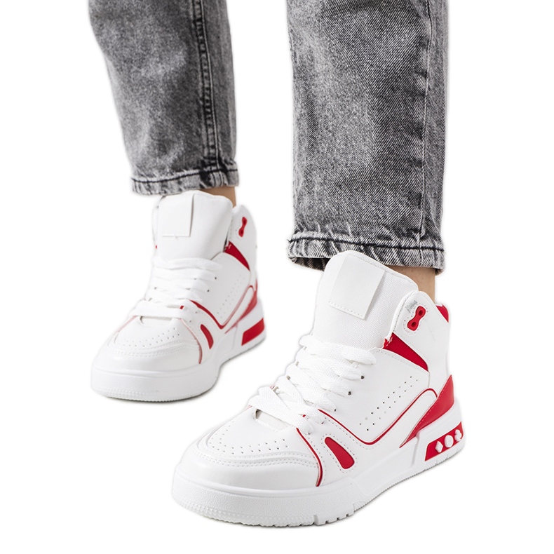 Grandis rote knöchelhohe Turnschuhe weiß