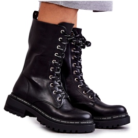 PG1 Hoher warmer Damenstiefel Gebunden Schwarz Darla