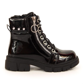 Schwarz Vinceza schwarz lackierte isolierte Stiefel für Mädchen