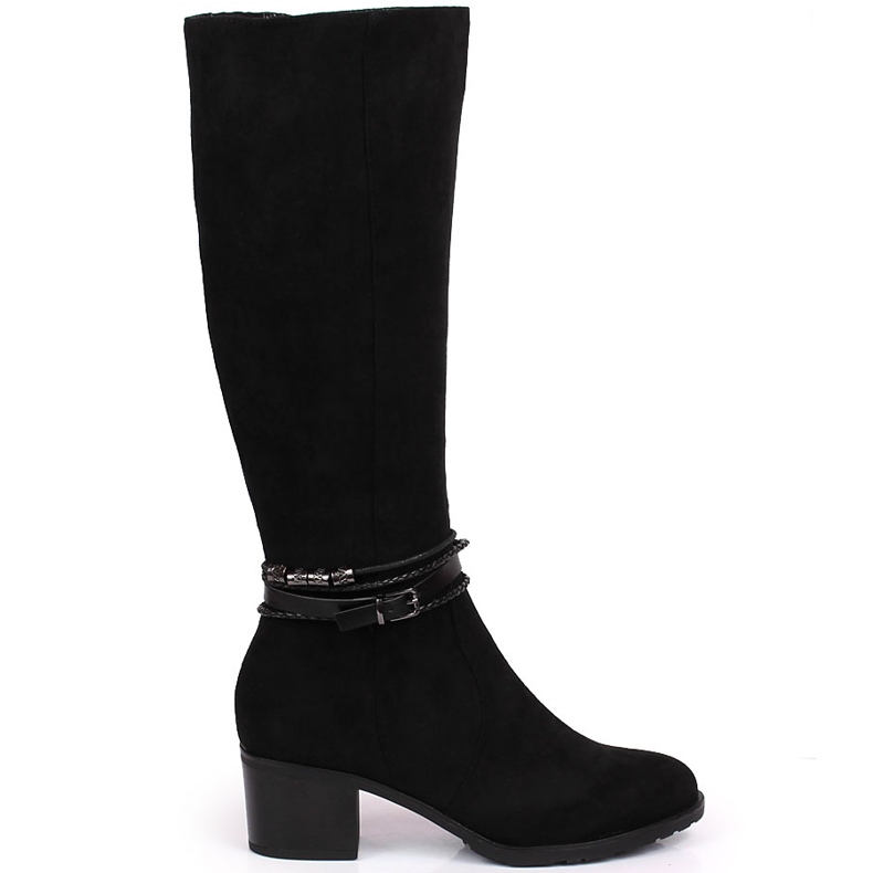 Warme Damenstiefel aus schwarzem Wildleder Jezzi