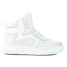 High Shelovet Damen-Sneaker aus ökologischem weißem und grauem Leder