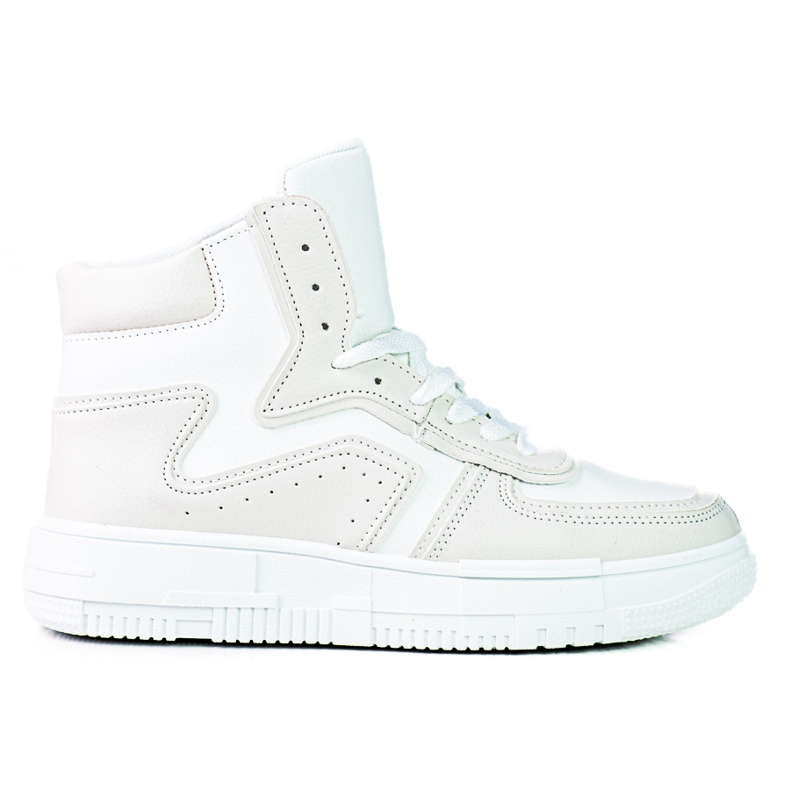 High Shelovet Damen-Sneaker aus ökologischem weißem und grauem Leder