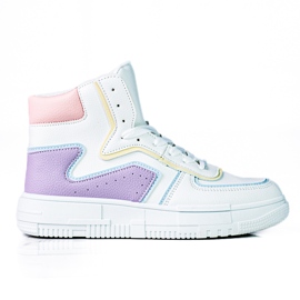 High Shelovet Damen-Sneaker aus ökologischem Leder in Weiß und Lila mehrfarbig