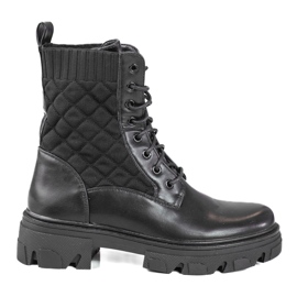 Gesteppte schwarze Damentaschen mit Schnürung von Shelovet