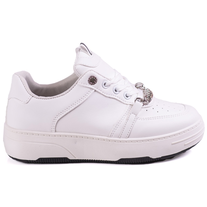 Weiße Damensneaker auf einer Plattform mit einer Shelovet-Kette