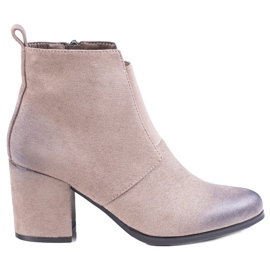 Beigefarbene Damenstiefeletten mit Shelovet-Gummiband