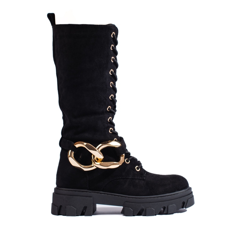 Wildleder-Schnürstiefel für Damen Shelovet schwarz