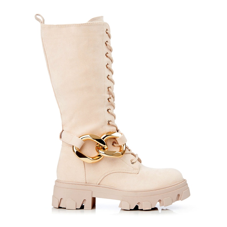 Wildleder-Schnürstiefel für Damen Shelovet beige