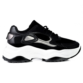 Damen-Schnürsneaker Shelovet mit hohem Plateau in Schwarz und Weiß