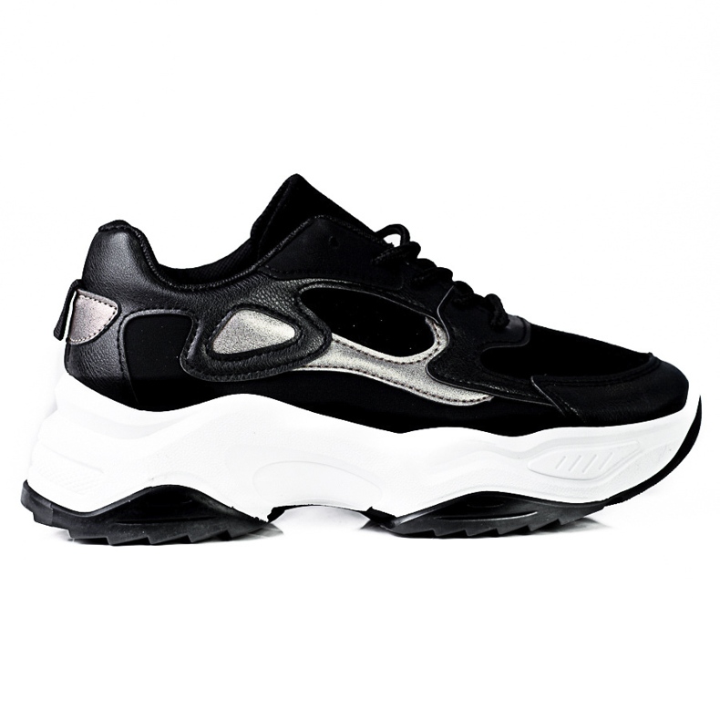 Damen-Schnürsneaker Shelovet mit hohem Plateau in Schwarz und Weiß