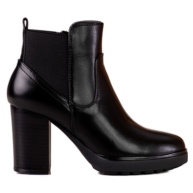 Schwarze Chelsea-Stiefel für Damen auf einem hohen Shelovet-Pfosten
