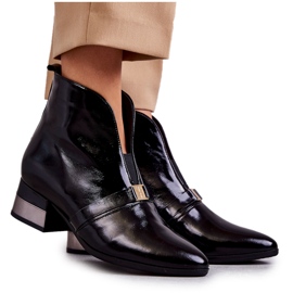 Lederstiefel mit flachem Absatz Laura Messi 2268 Schwarz